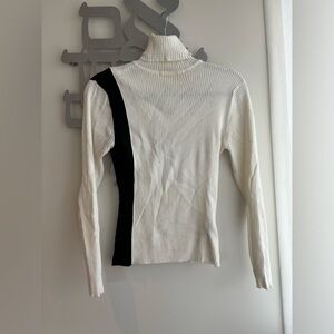 Black and white mock neck sweater